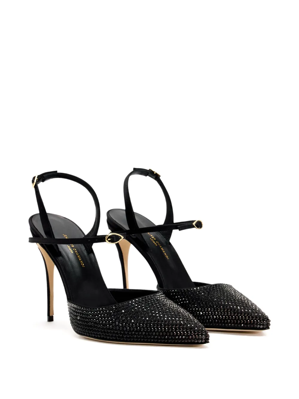Jennifer Chamandi 105 Vittorio slingback pumps verfraaid met kristallen Zwart