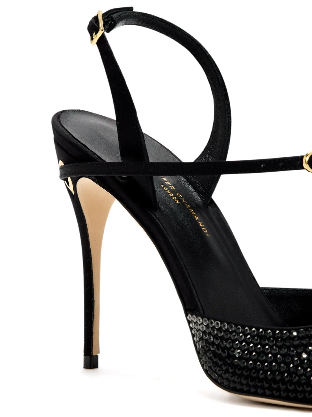 Jennifer Chamandi 105 Vittorio slingback pumps verfraaid met kristallen Zwart
