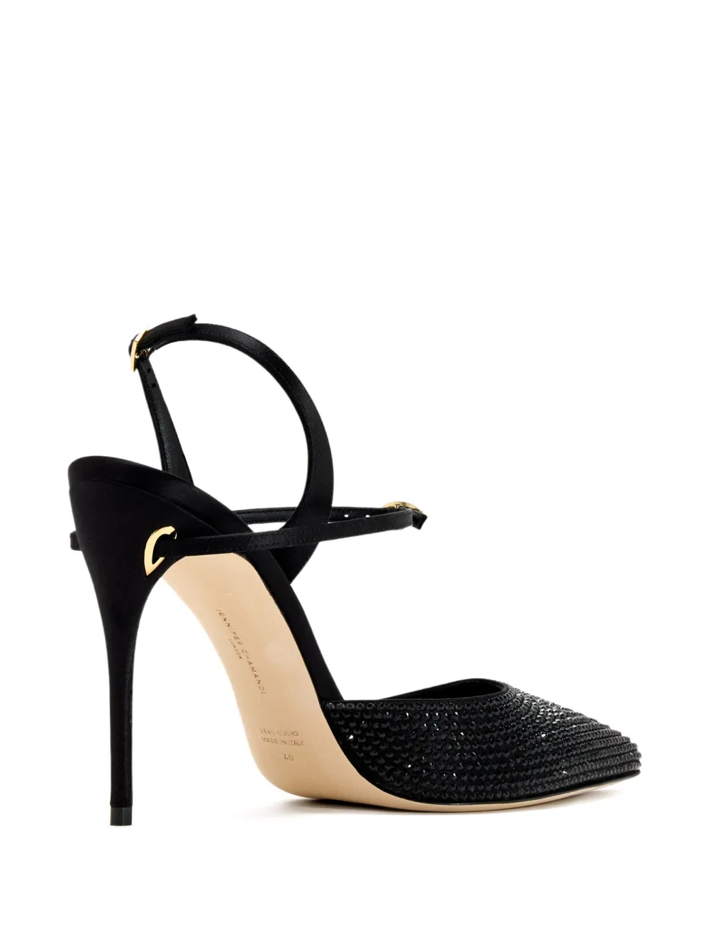 Jennifer Chamandi 105 Vittorio slingback pumps verfraaid met kristallen Zwart