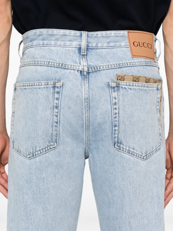 Gucci GG Canvas Insert Jeans | Blue | FARFETCH