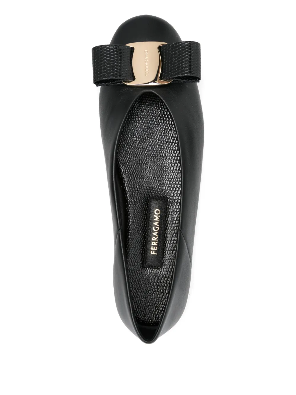 Ferragamo leather ballet flats Zwart
