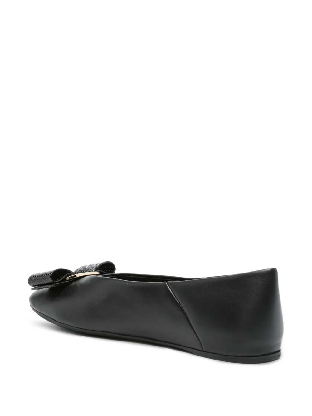 Ferragamo leather ballet flats Zwart