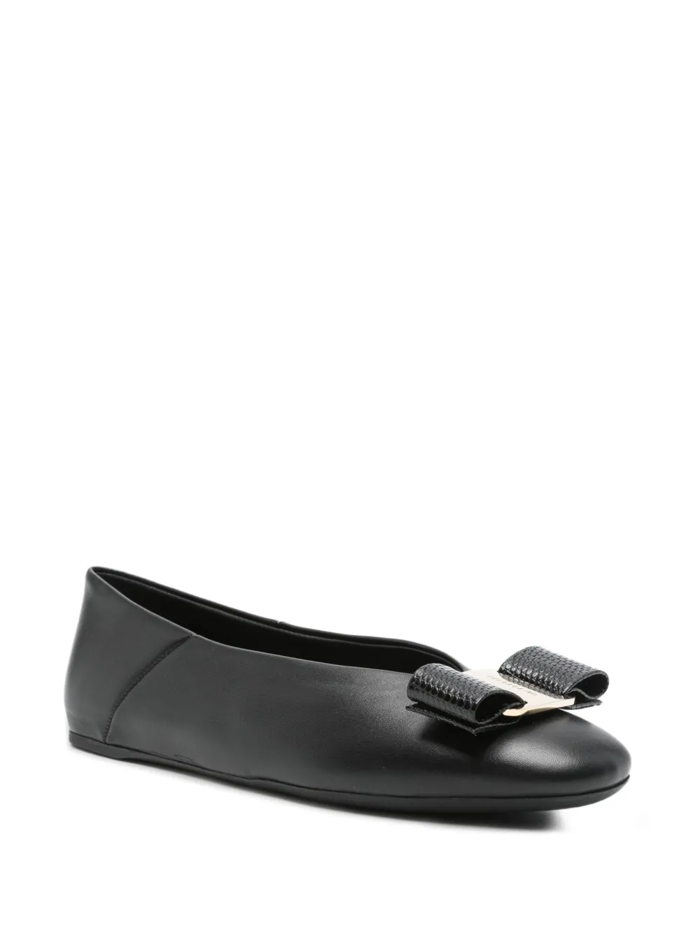 Ferragamo leather ballet flats Zwart