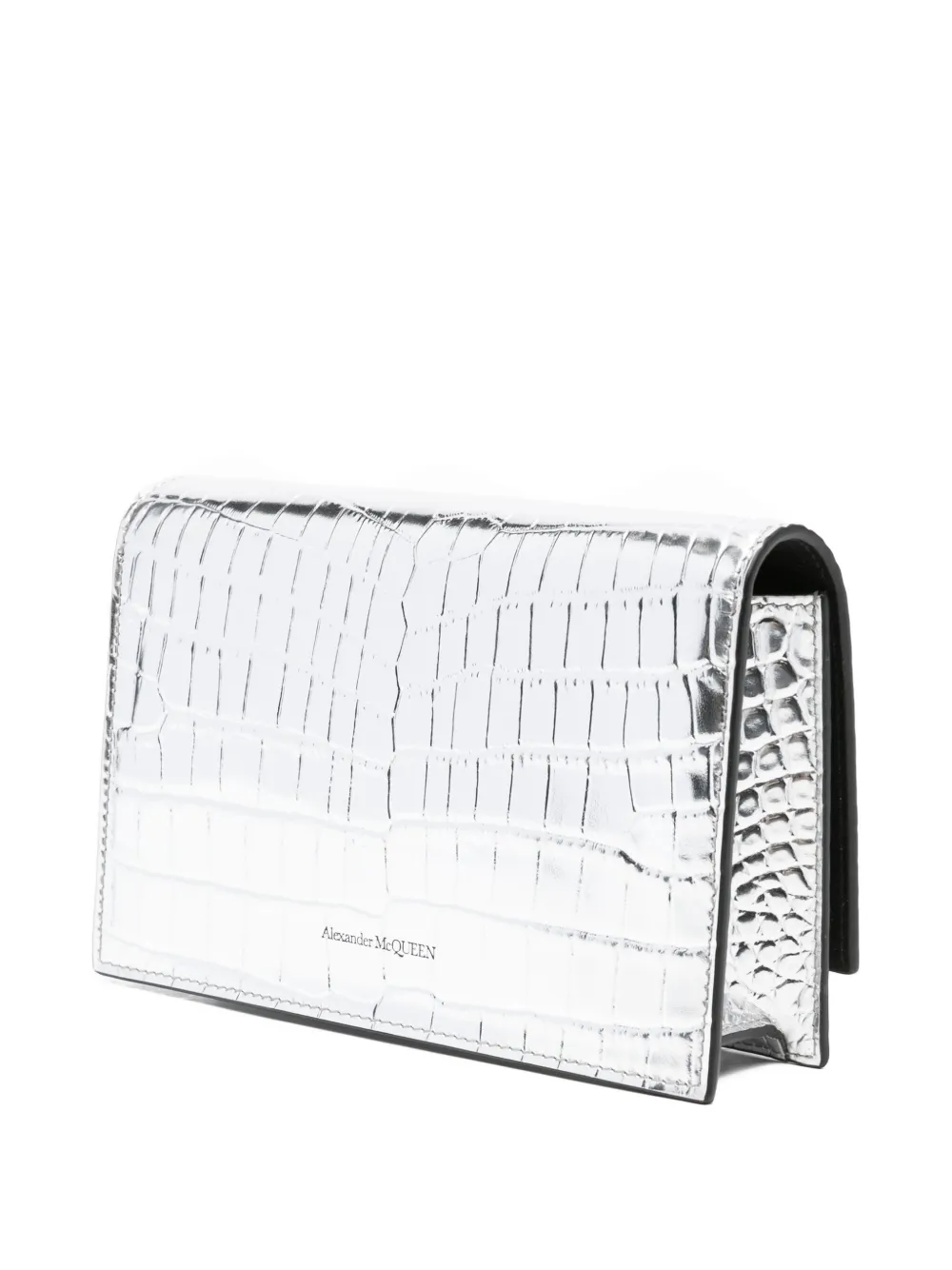 Alexander McQueen Tas met krokodillen-reliëf en doodskop Zilver