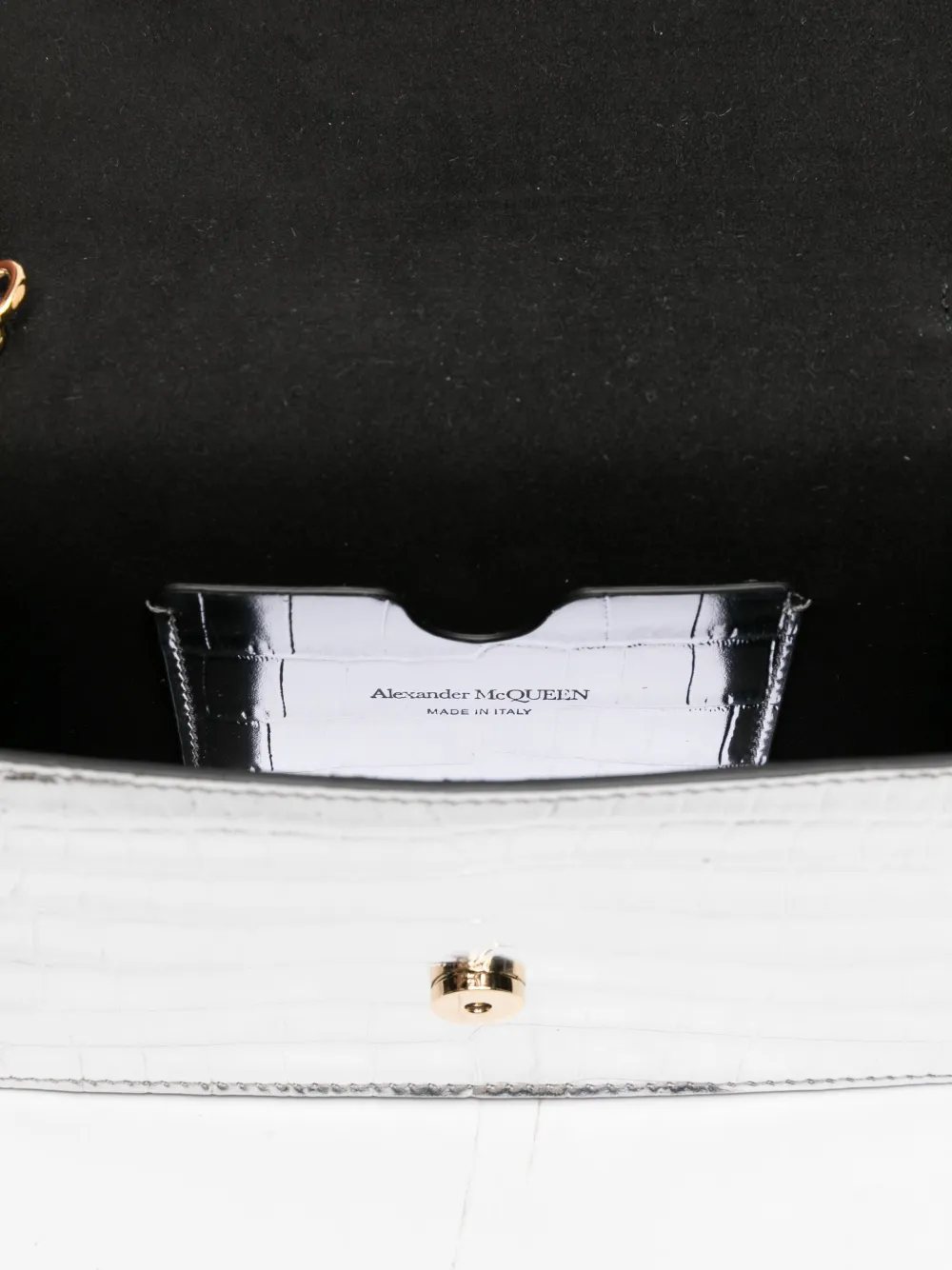 Alexander McQueen Tas met krokodillen-reliëf en doodskop Zilver