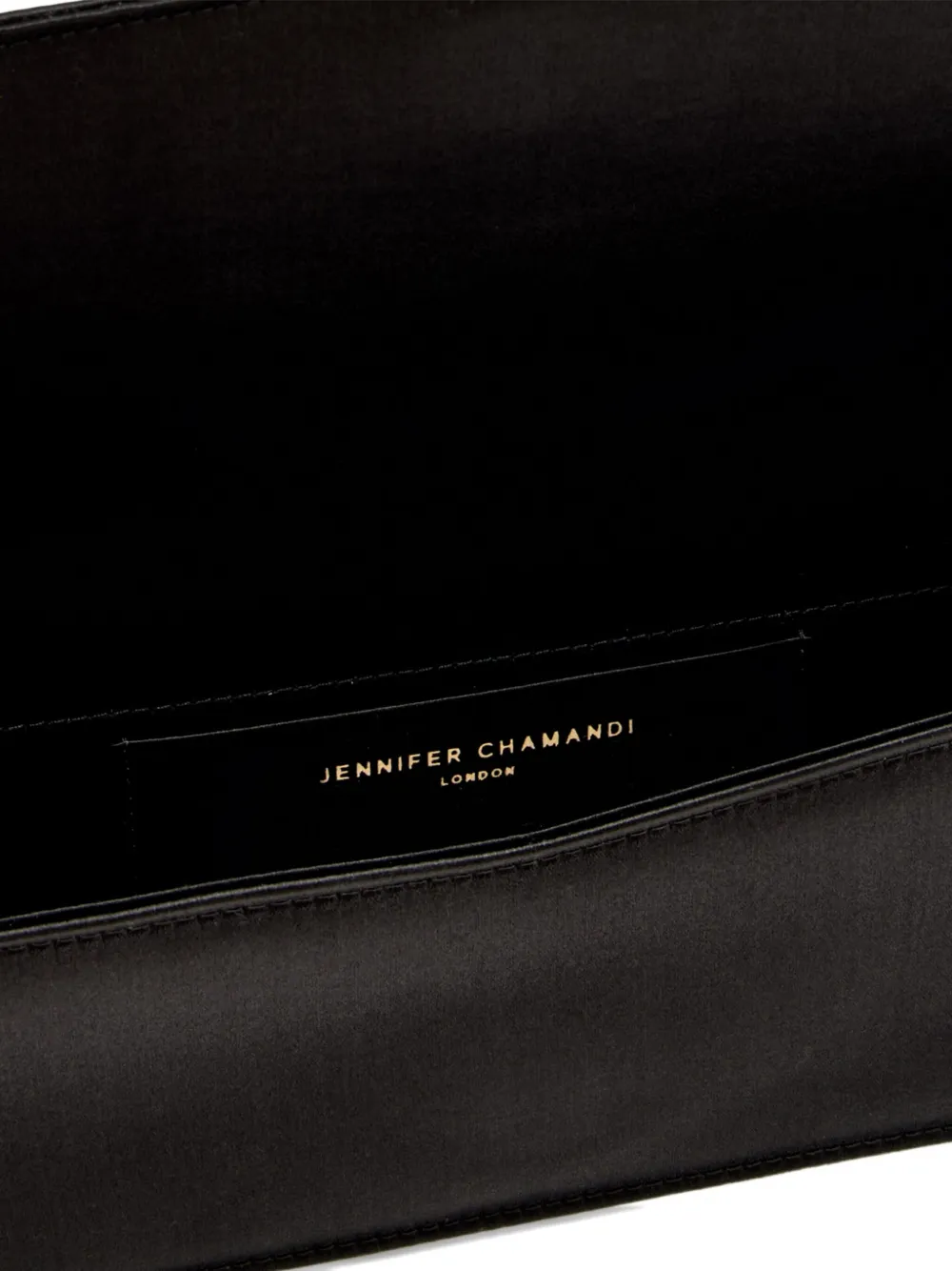 Jennifer Chamandi Satijnen clutch Zwart