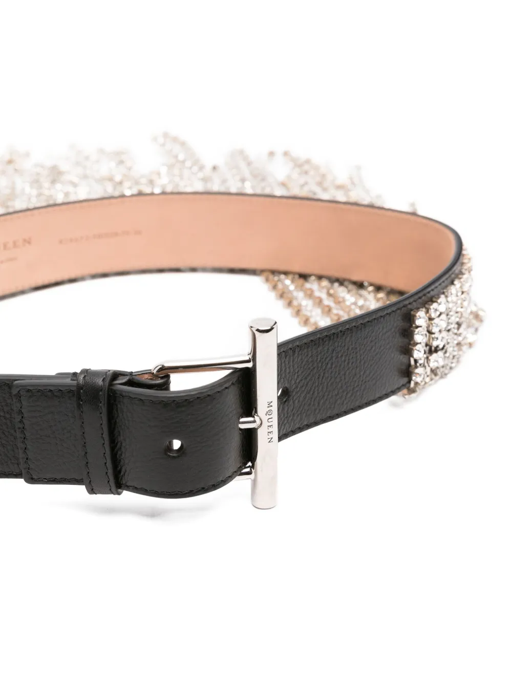 Alexander McQueen crystal-embellished leather belt Zwart