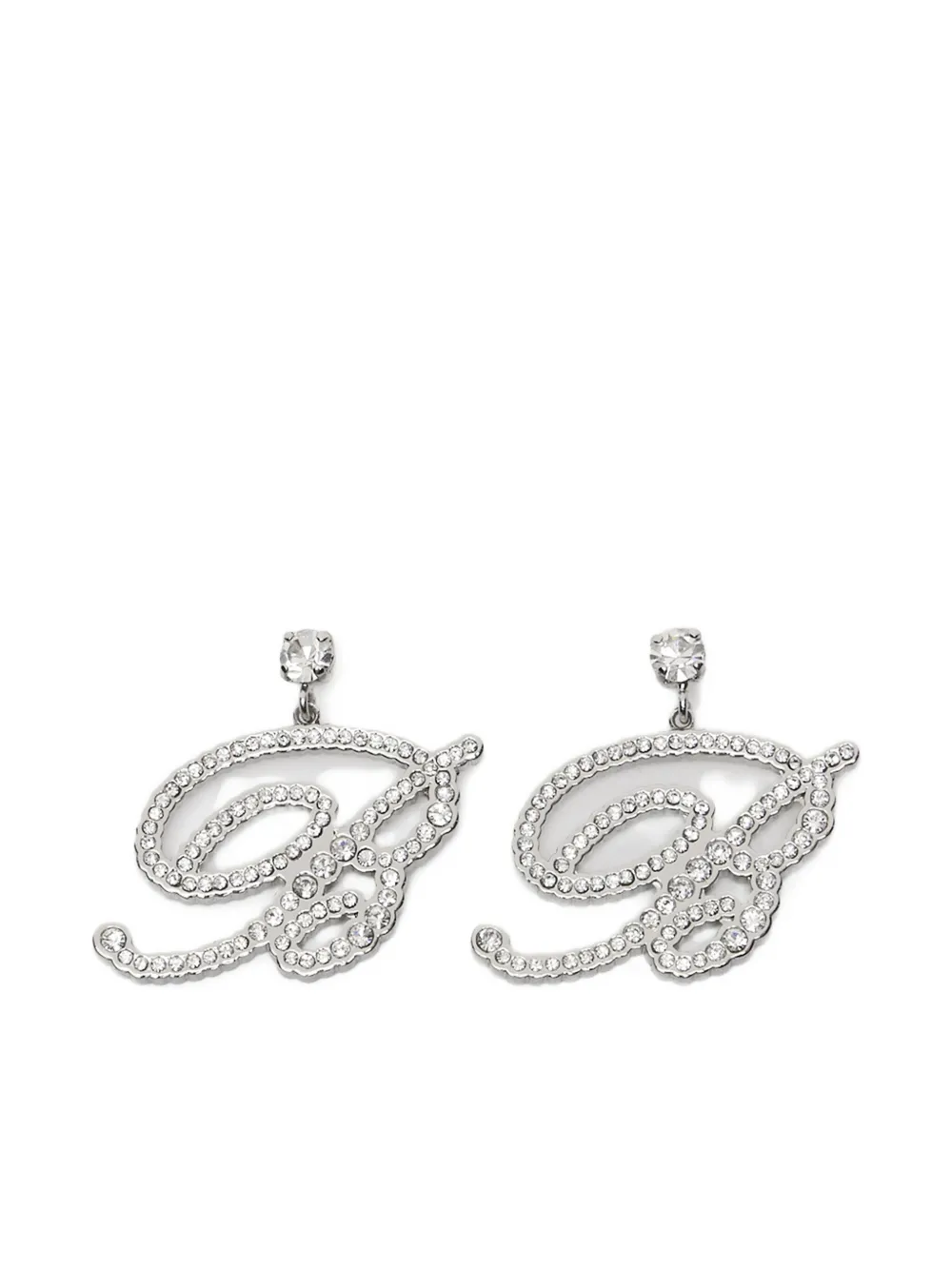 Blumarine crystal-logo earrings - シルバートーン Blumarine crystal-logo earrings - シルバートーン