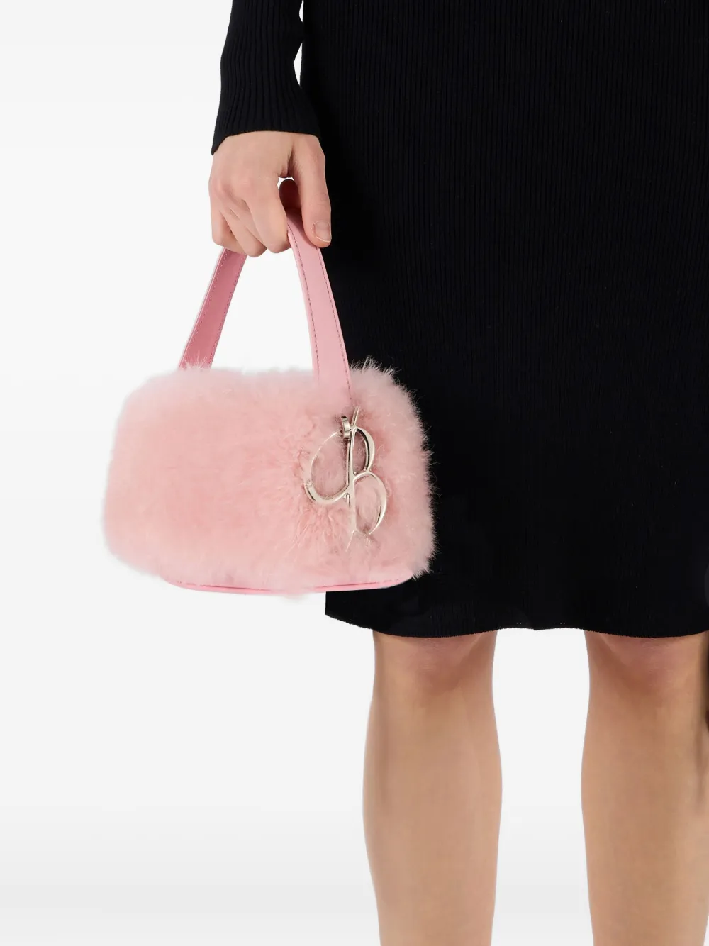 Blumarine Tas van imitatiebont met logobedel Roze