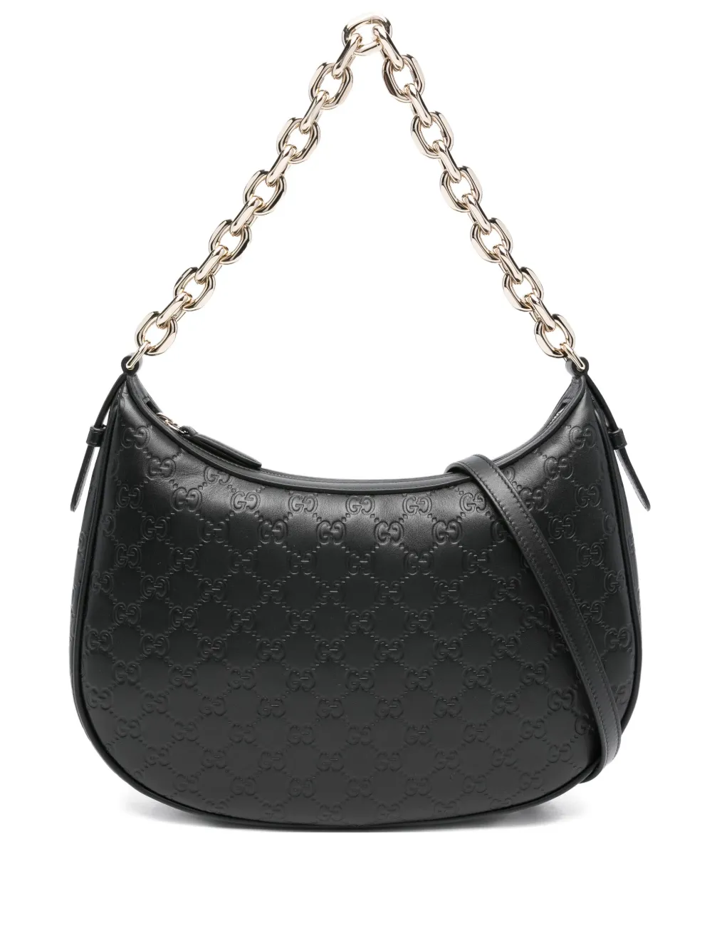 Gucci Tas met GG-patroon en kettingband Zwart