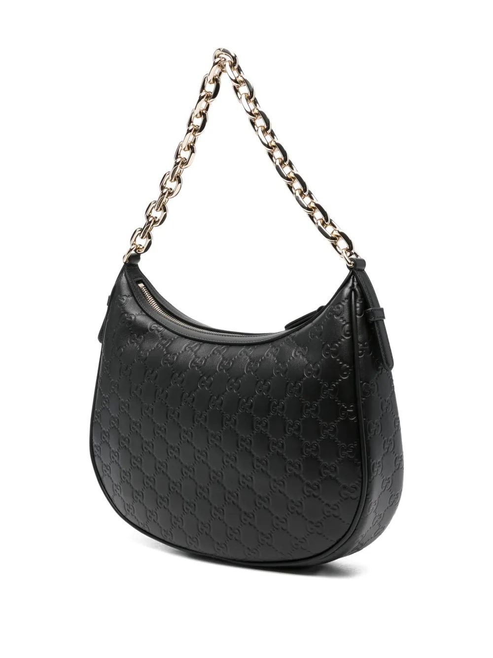 Gucci Tas met GG-patroon en kettingband Zwart