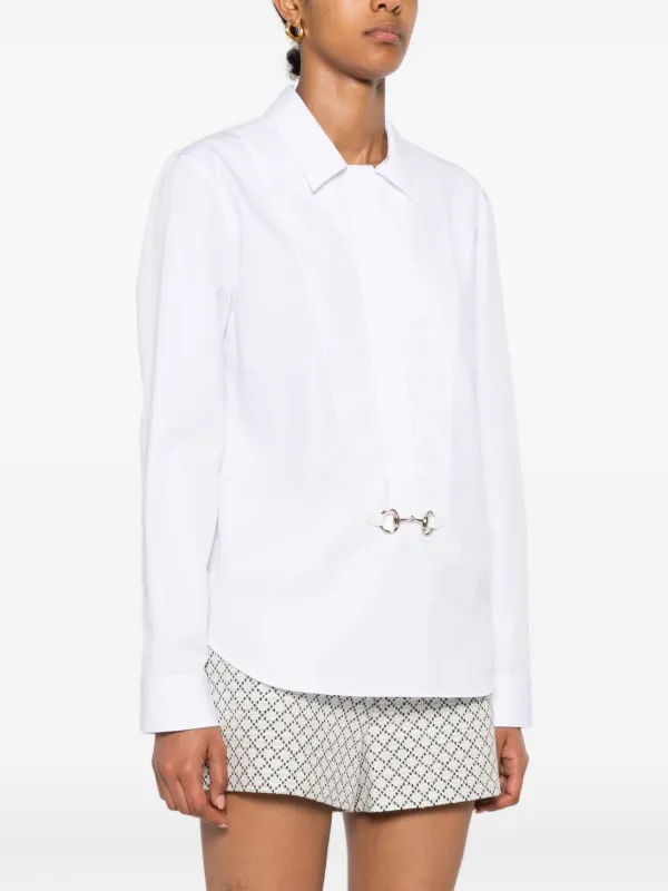 【新品未使用】グッチ　ホースビット プリント コットンシャツ　831933 Gucci ホースビット シャツ | ホワイト | FARFETCH JP