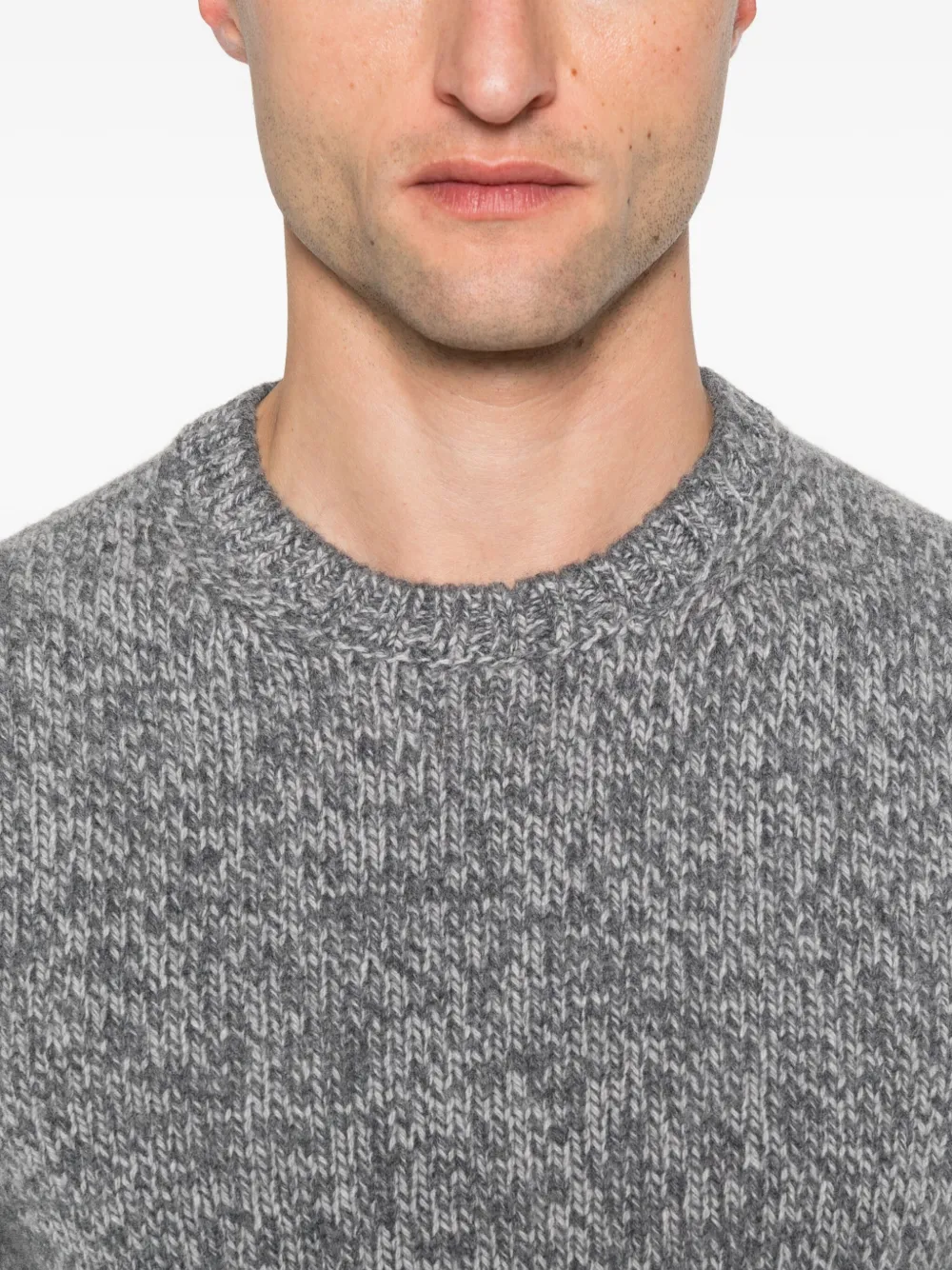 Gran Sasso Speckled Wool Crew-neck Sweater In Gray