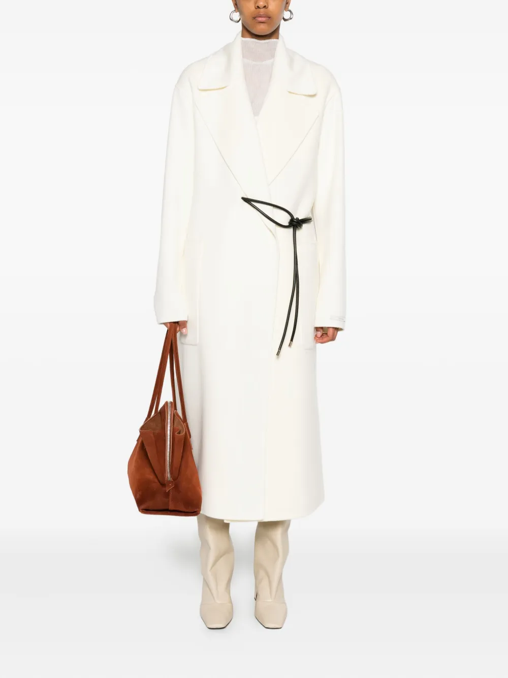 Sportmax knotted-tie fastening coat Beige