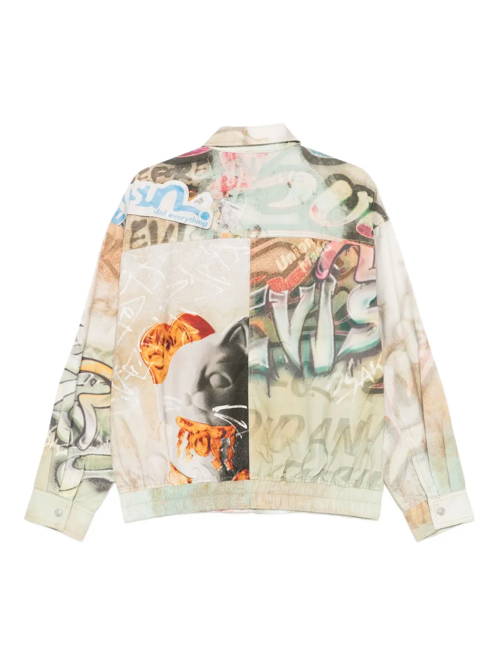 EVISU graffiti-print zip-up jacket Beige