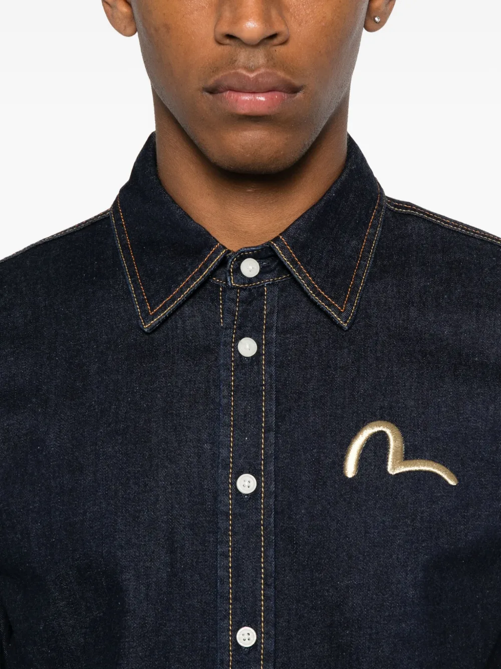 EVISU Hakutaku denim shirt Blauw
