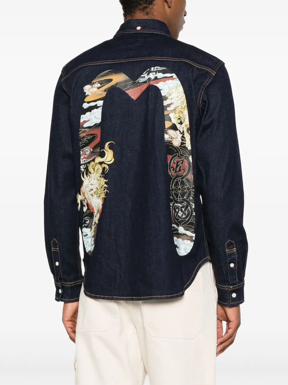 EVISU Hakutaku denim shirt Blauw