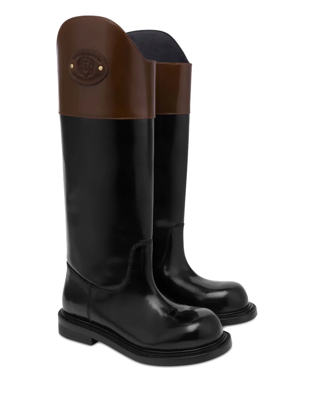 Moschino contrast-panel knee-high boots Black