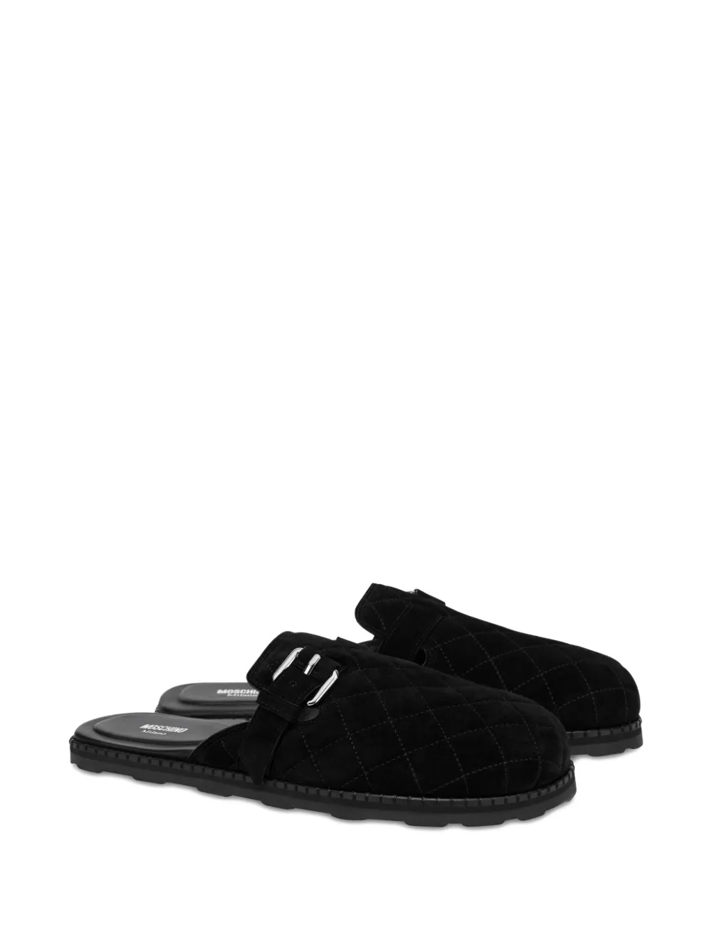 Moschino quilted suede mules Black