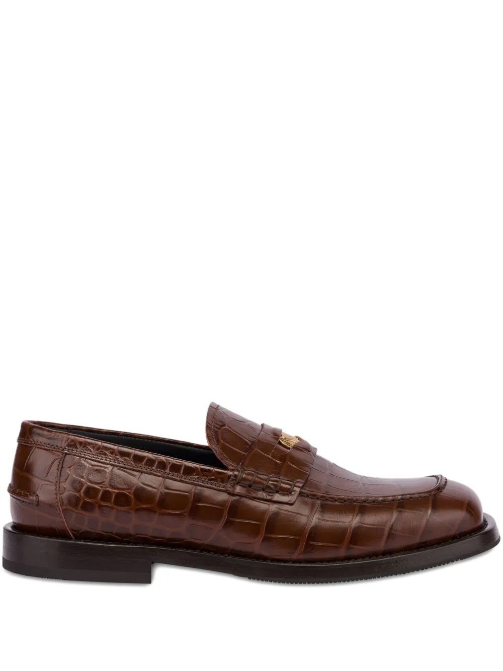 Moschino crocodile-embossed loafers - Marrone