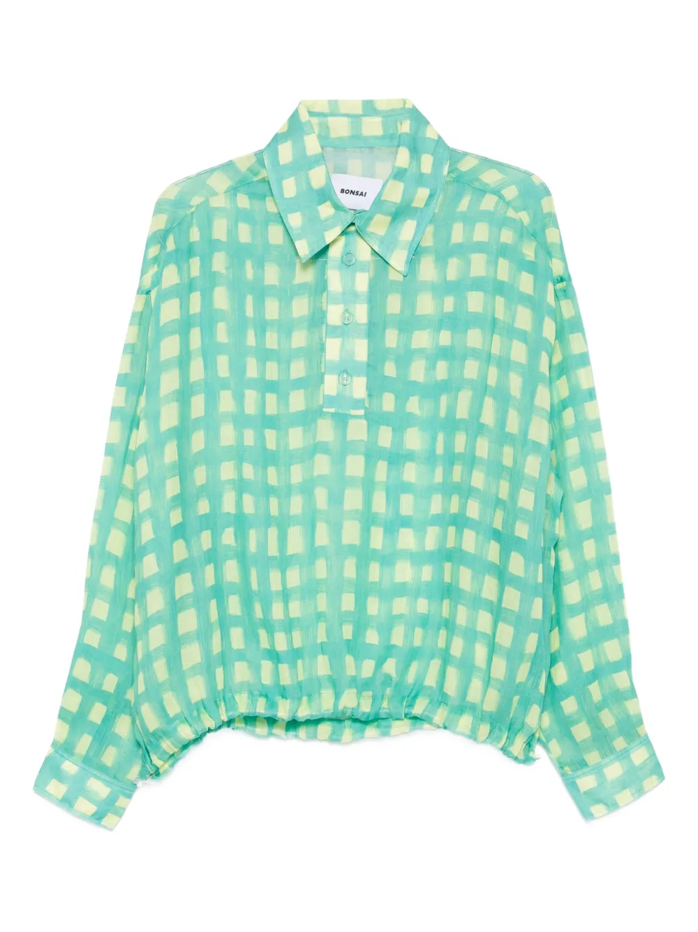 Bonsai gingham-check drawstring shirt - ブルー Bonsai gingham-check drawstring shirt - ブルー