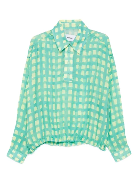 Bonsai gingham-check drawstring shirt
