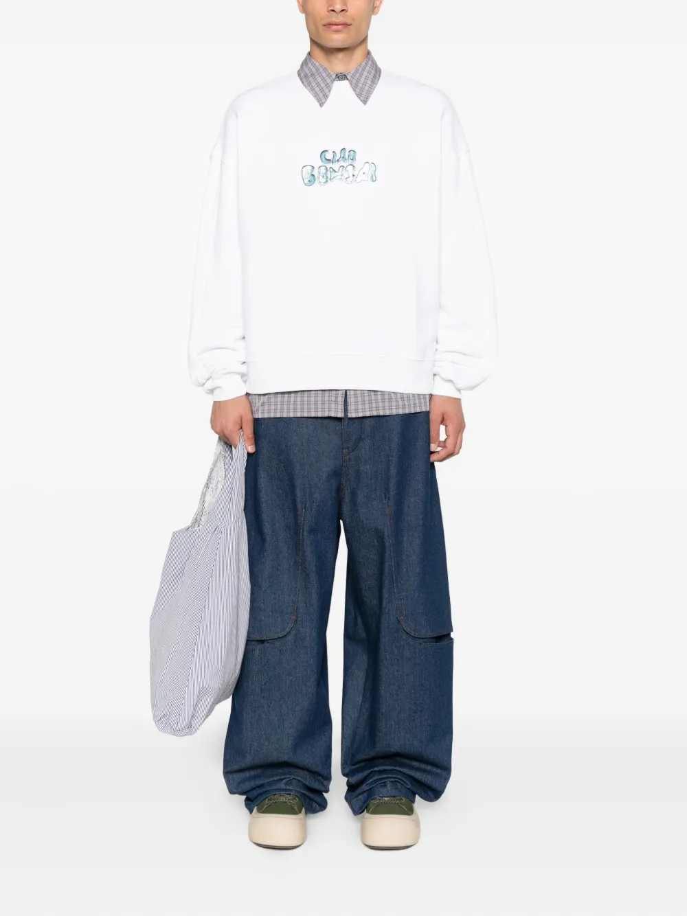 Bonsai Ciao sweater met ronde hals Wit