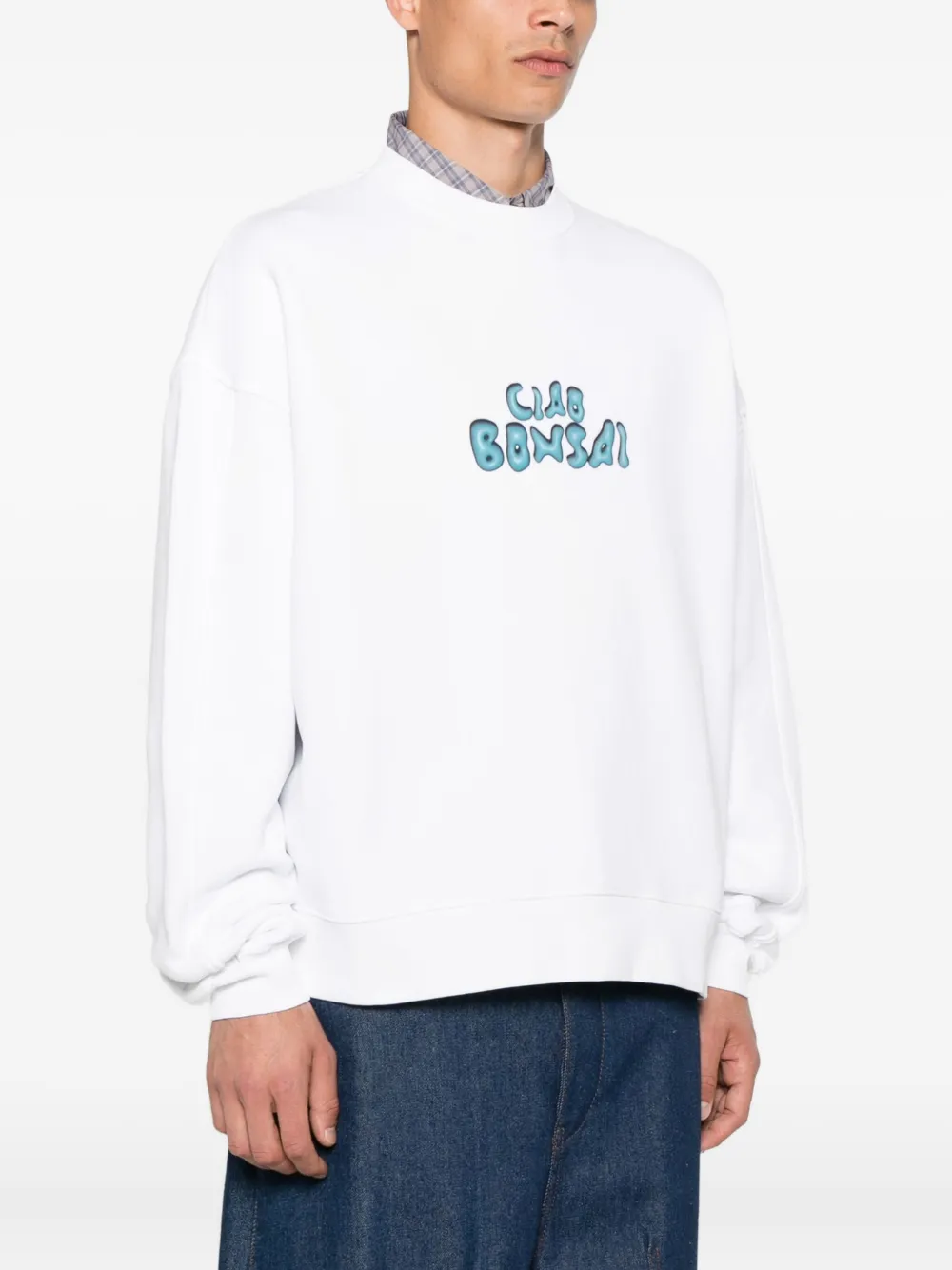 Bonsai Ciao sweater met ronde hals Wit