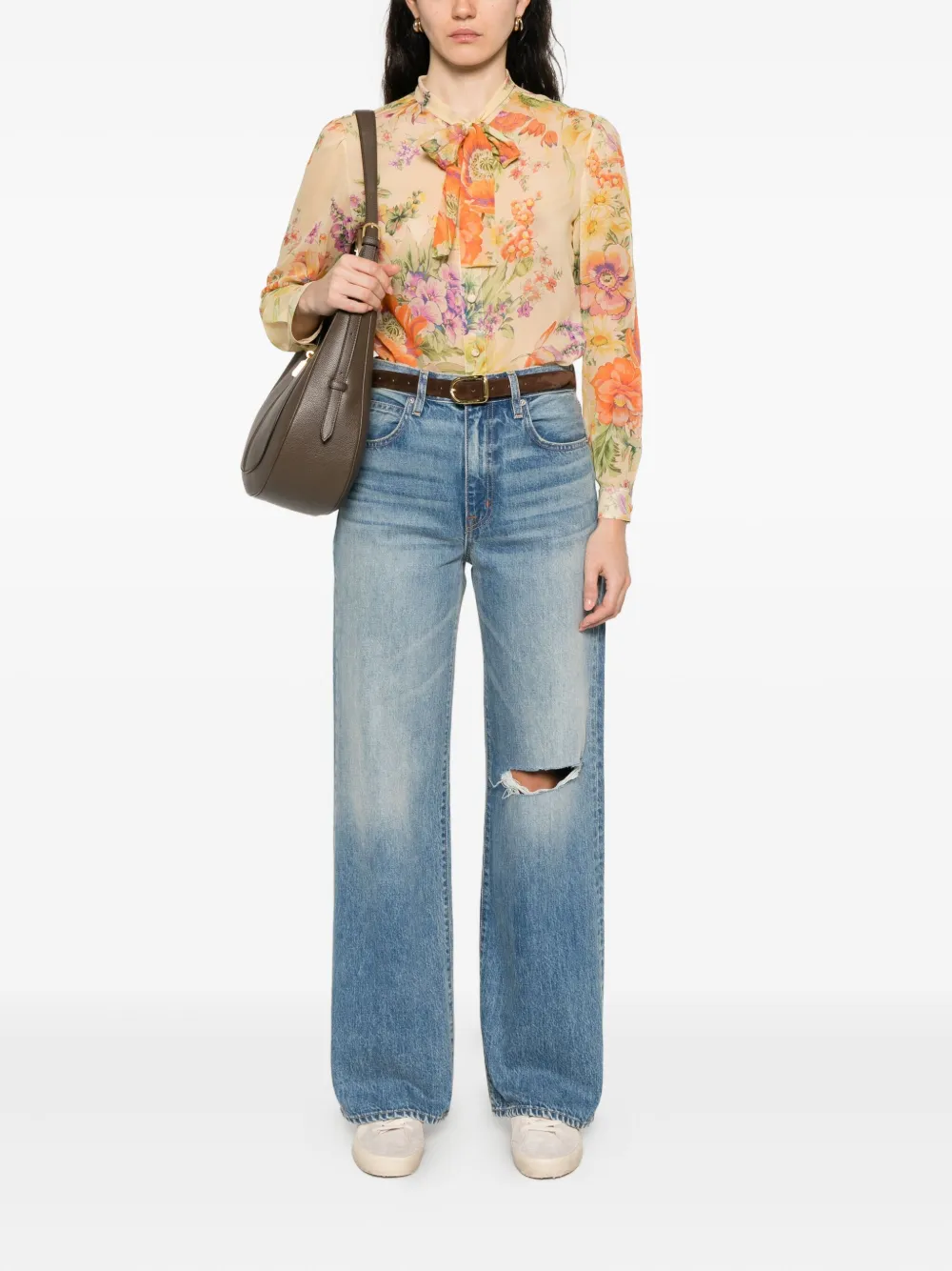 SLVRLAKE distressed wide-leg jeans - Blauw