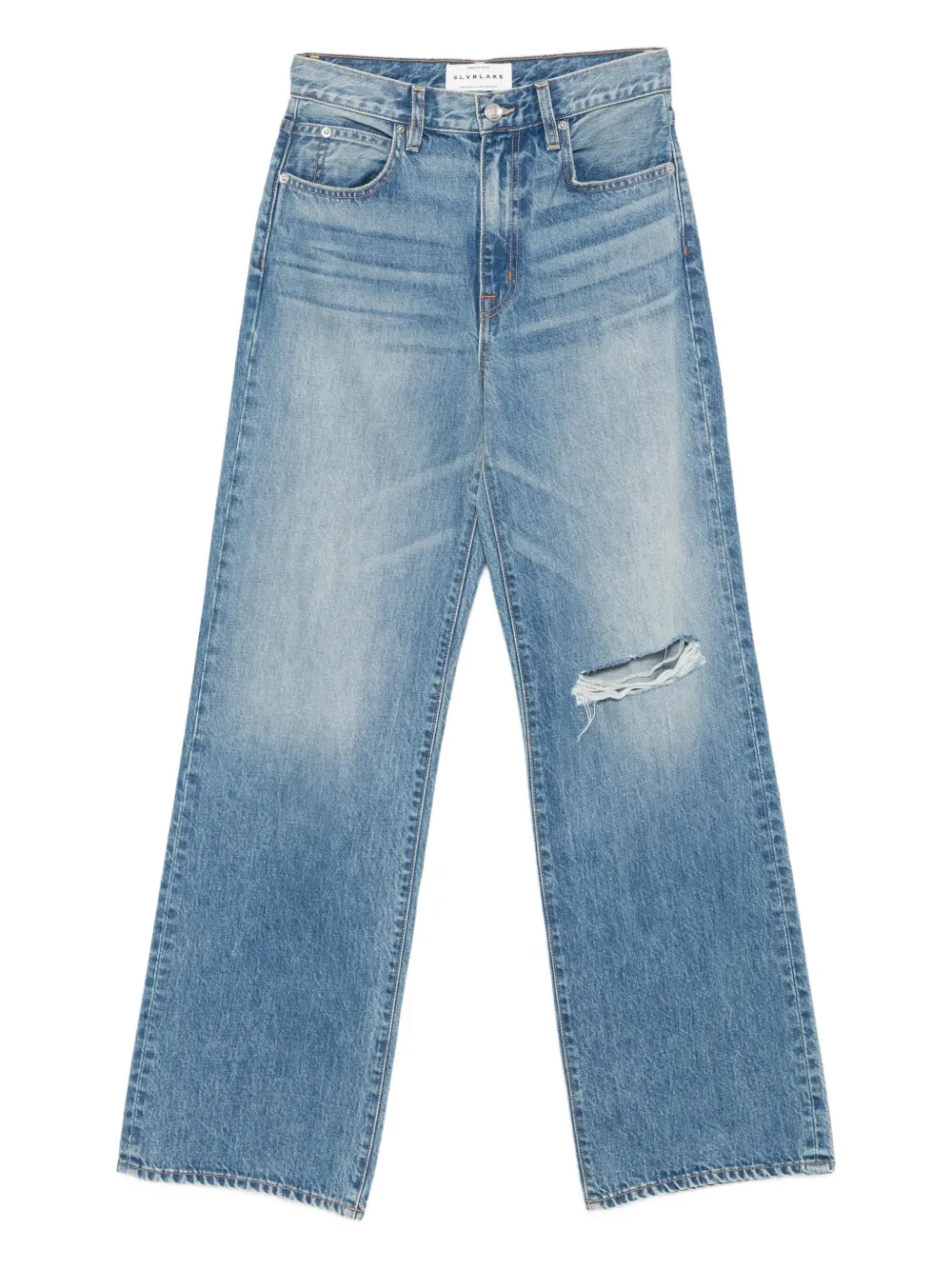 distressed wide-leg jeans