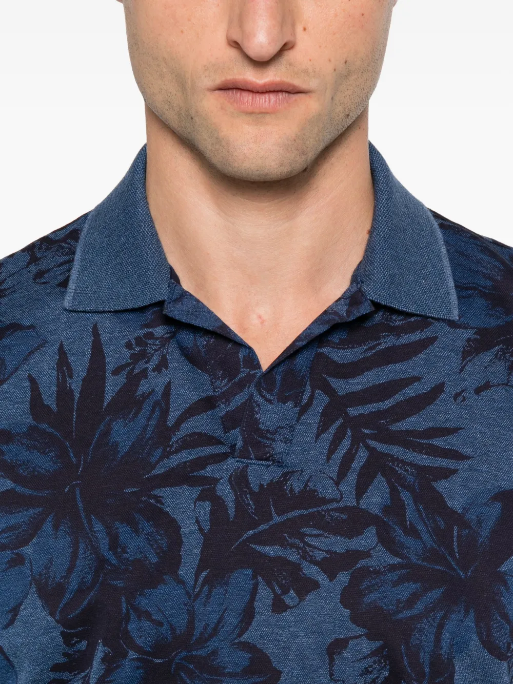 Gran Sasso Poloshirt met bloemenprint Blauw