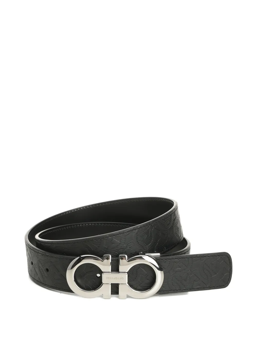 monogram-embossed leather belt