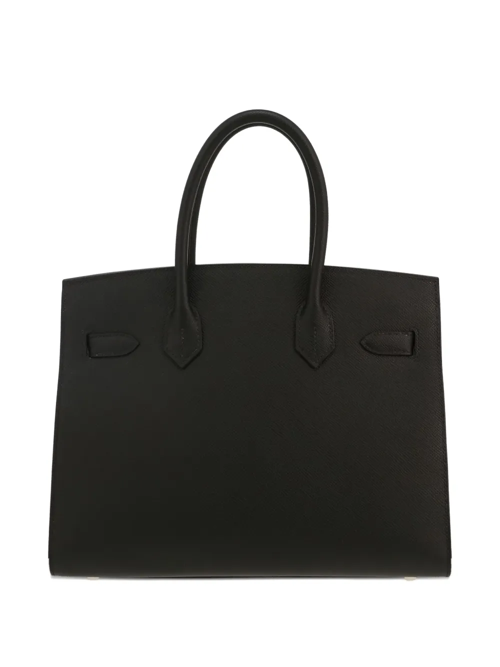 Pre-owned Hermes Padlock Detail Structured Handbag In Black