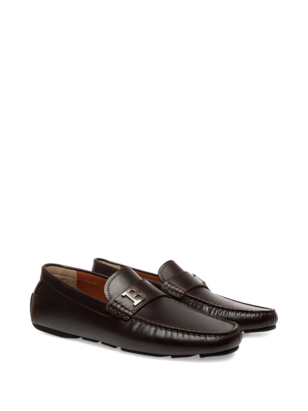 Bally Driver leather B-detail loafers - Bruin