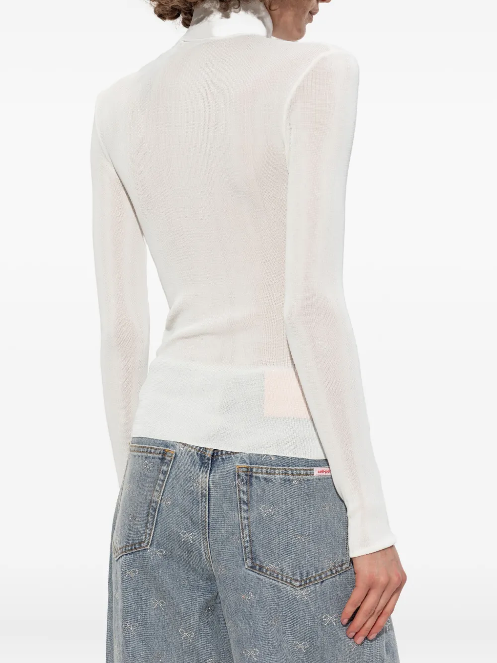 Self-Portrait ribbed high-neck top Wit