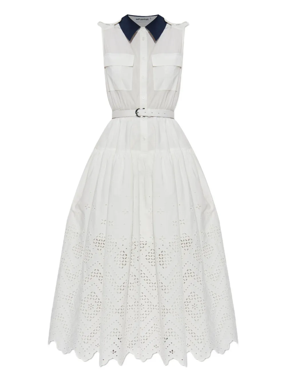 Self-Portrait belted midi dress Wit