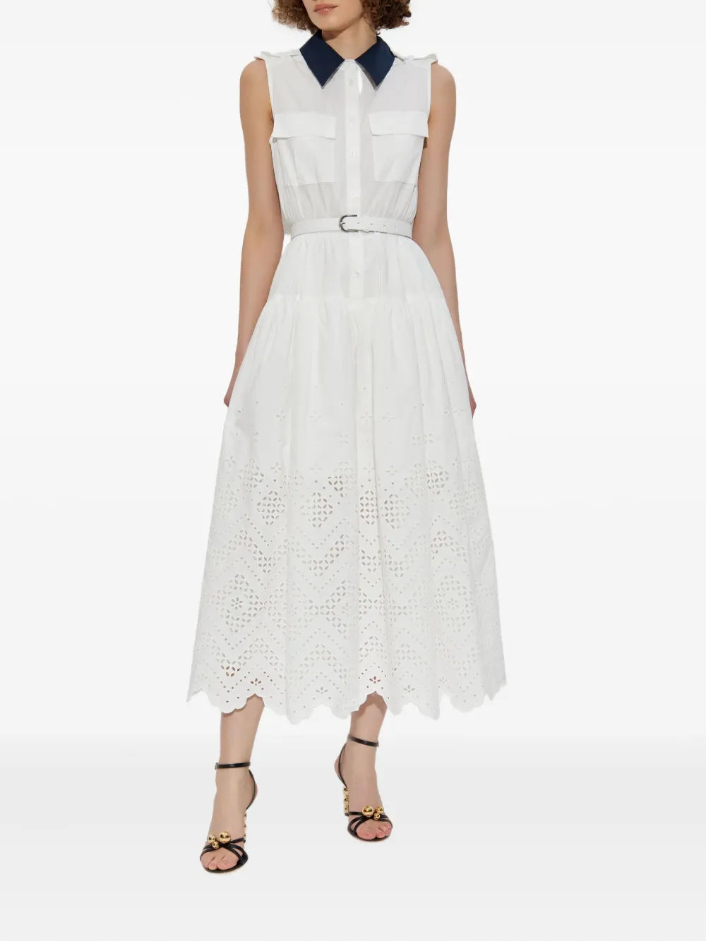 Self-Portrait belted midi dress Wit