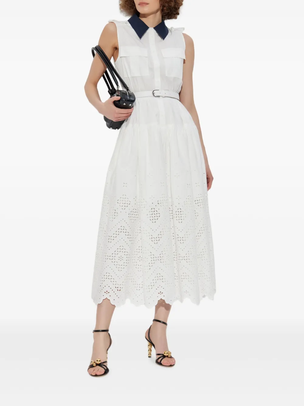 Self-Portrait belted midi dress Wit