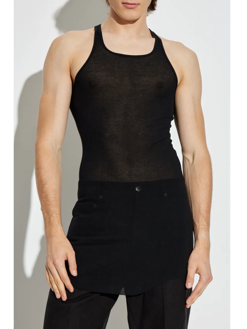Rick Owens Geribbeld hemd met racerback Zwart