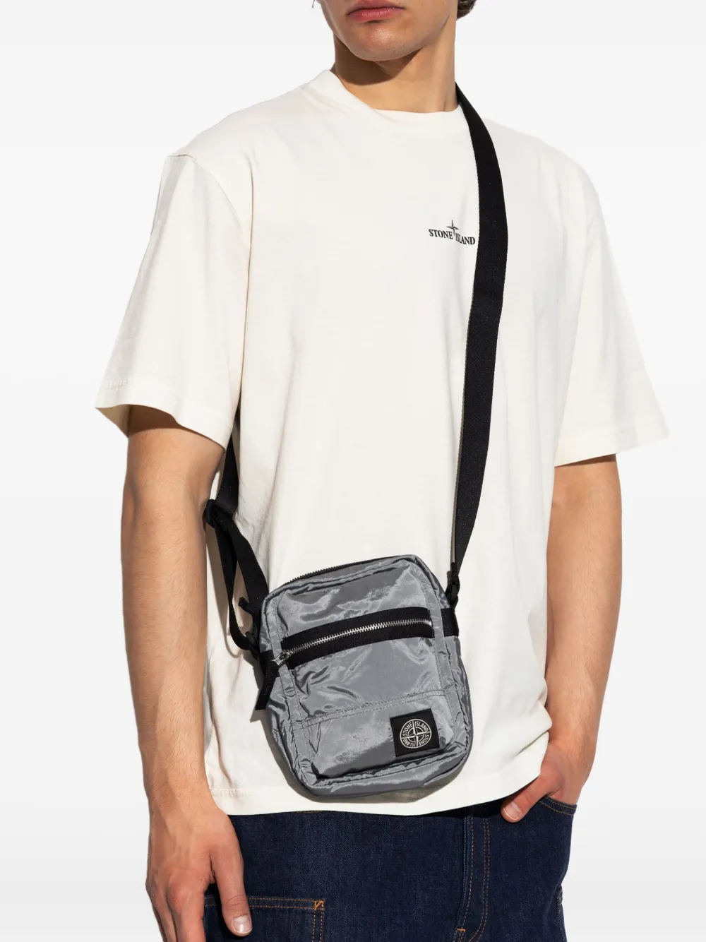 Stone Island Messengertas met rits Grijs