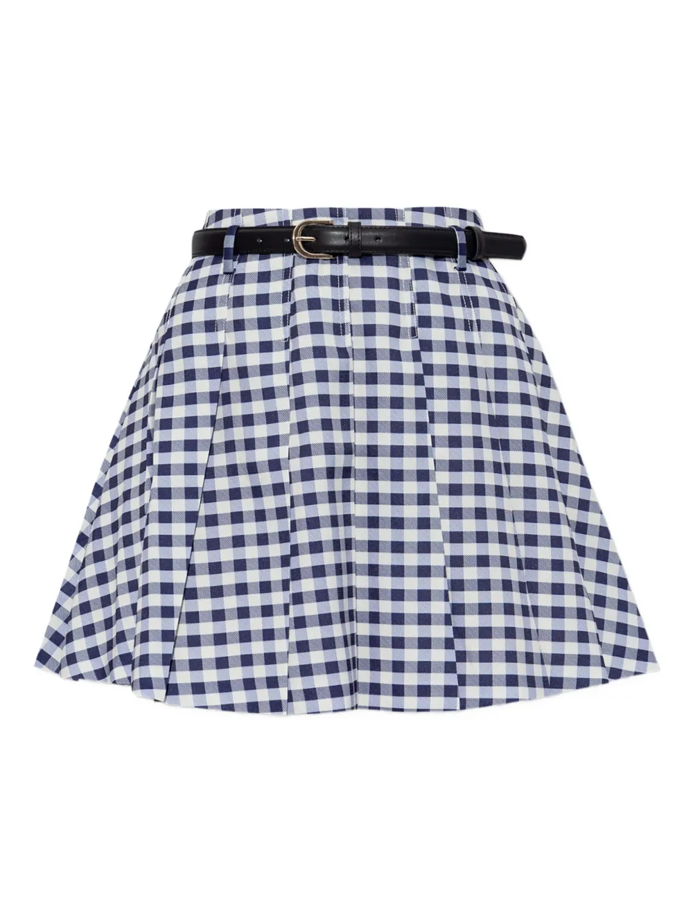 Self-Portrait gingham pleated mini skirt Blauw