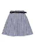 Self-Portrait gingham pleated mini skirt - Blue
