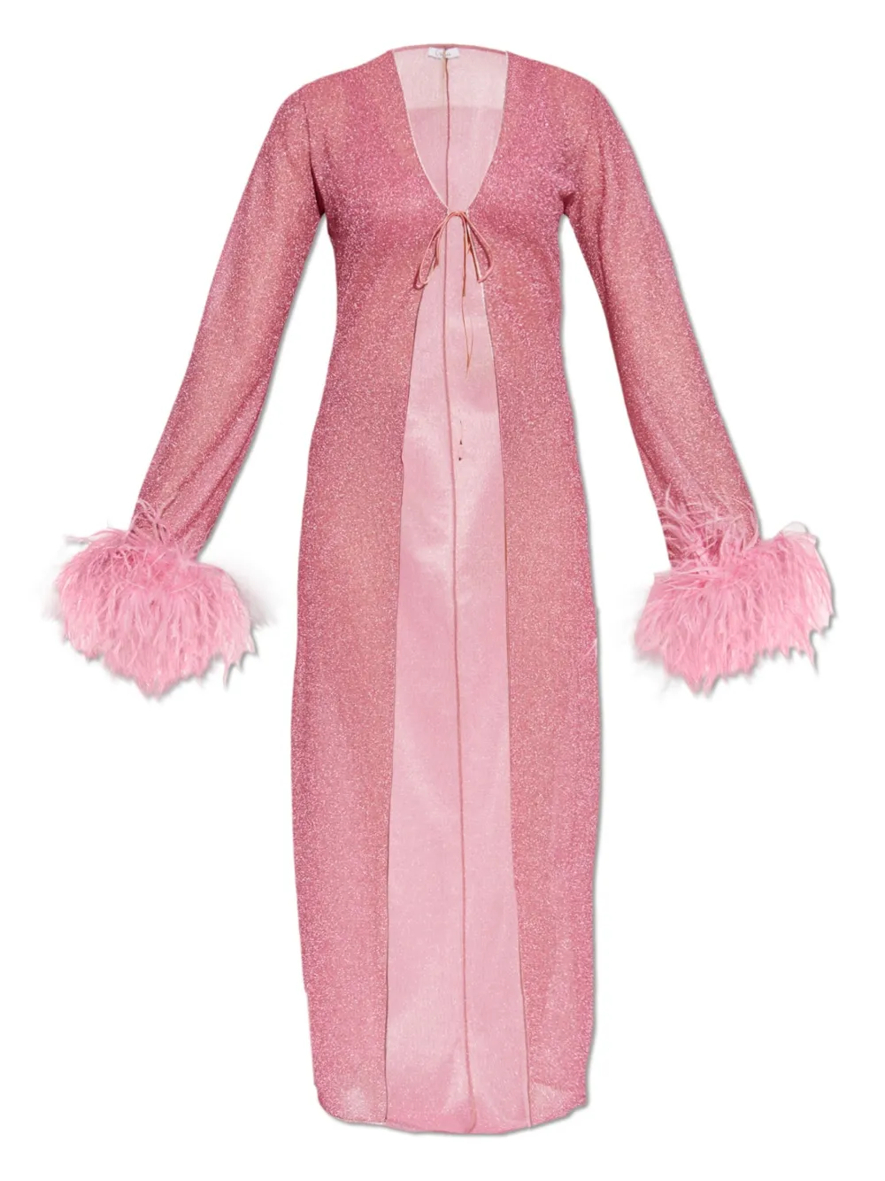 Oséree Lumière Plumage feather-trimmed dress | Pink | Image 1