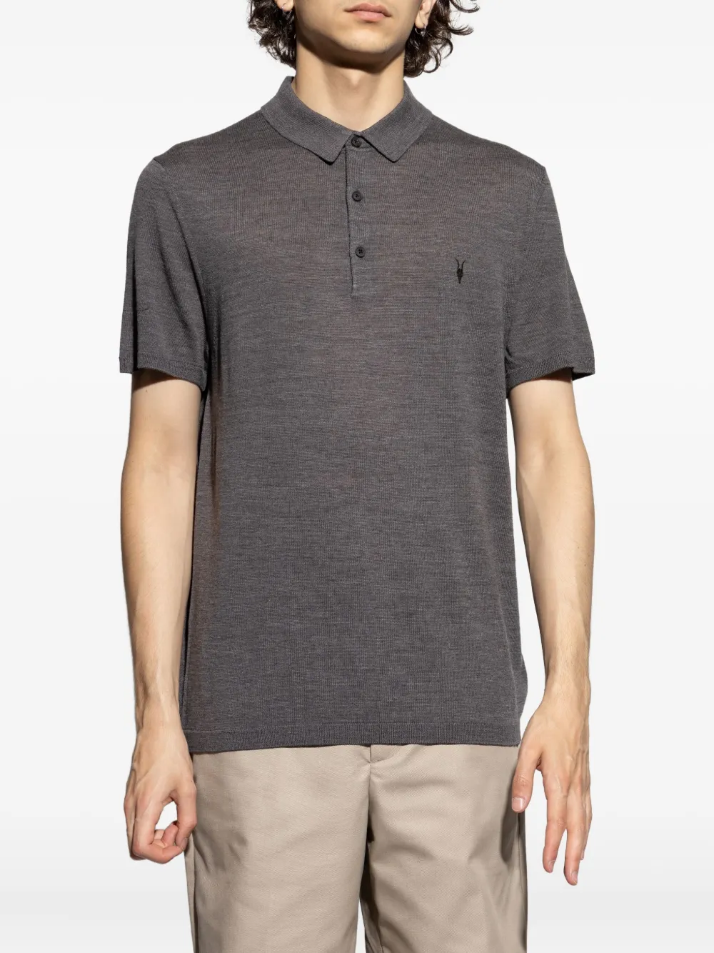 AllSaints short-sleeves logo polo shirt Grijs
