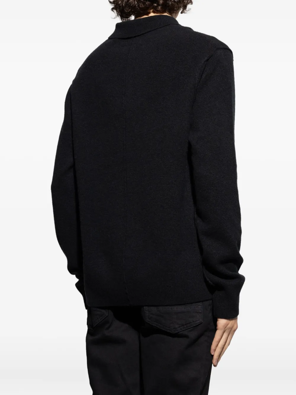 AllSaints Sattten polo-neck long-sleeves sweater Zwart