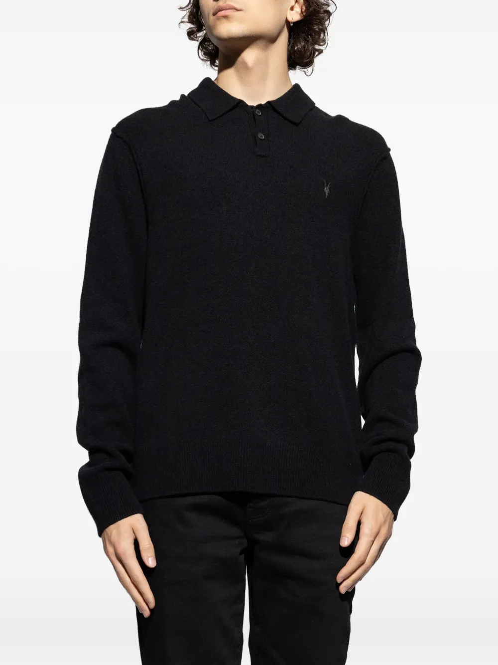 AllSaints Sattten polo-neck long-sleeves sweater Zwart