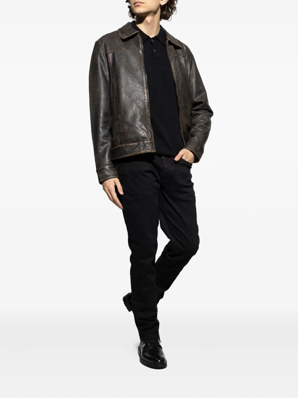 AllSaints Sattten polo-neck long-sleeves sweater Zwart