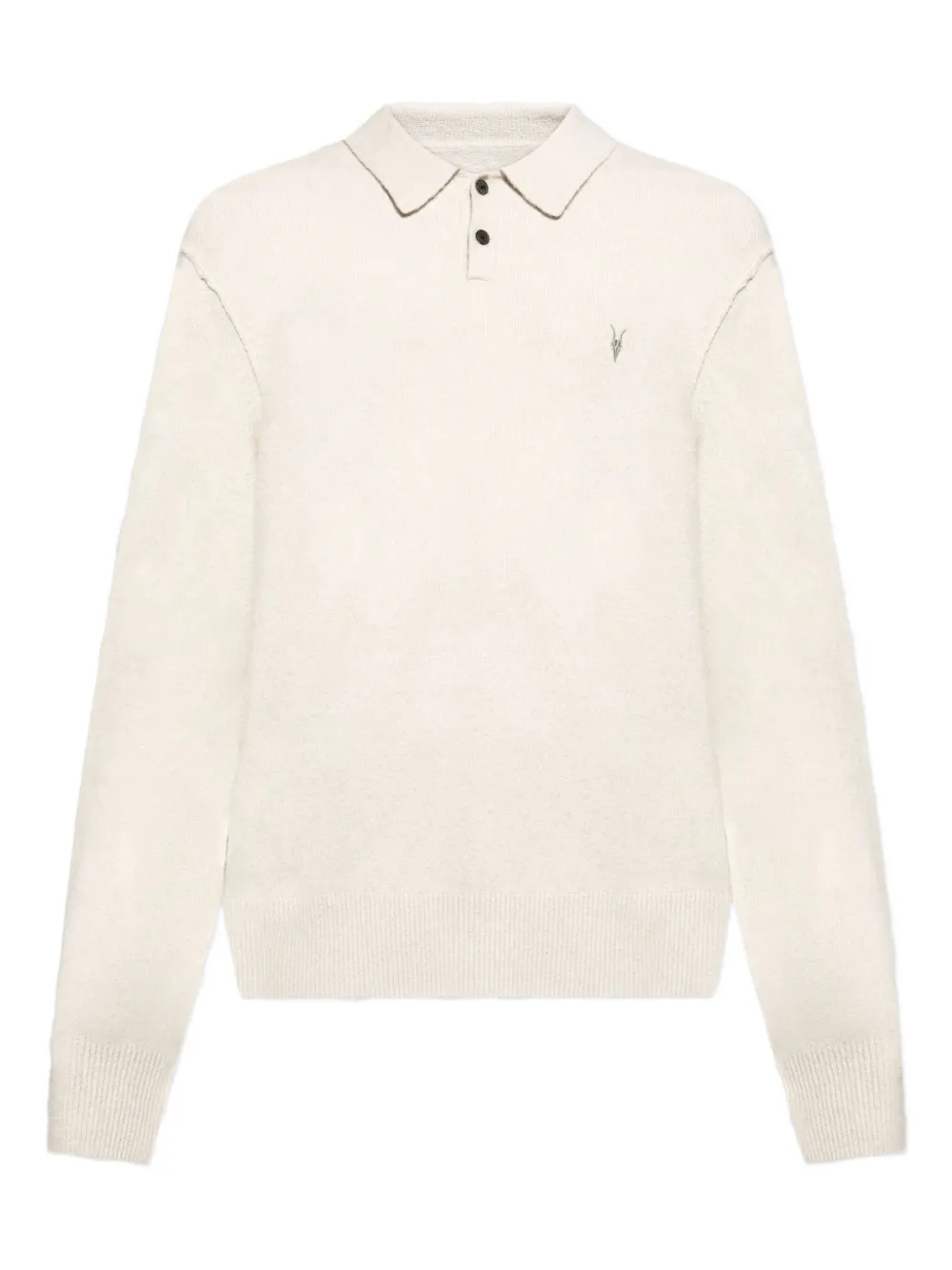 AllSaints embroidered polo shirt Beige