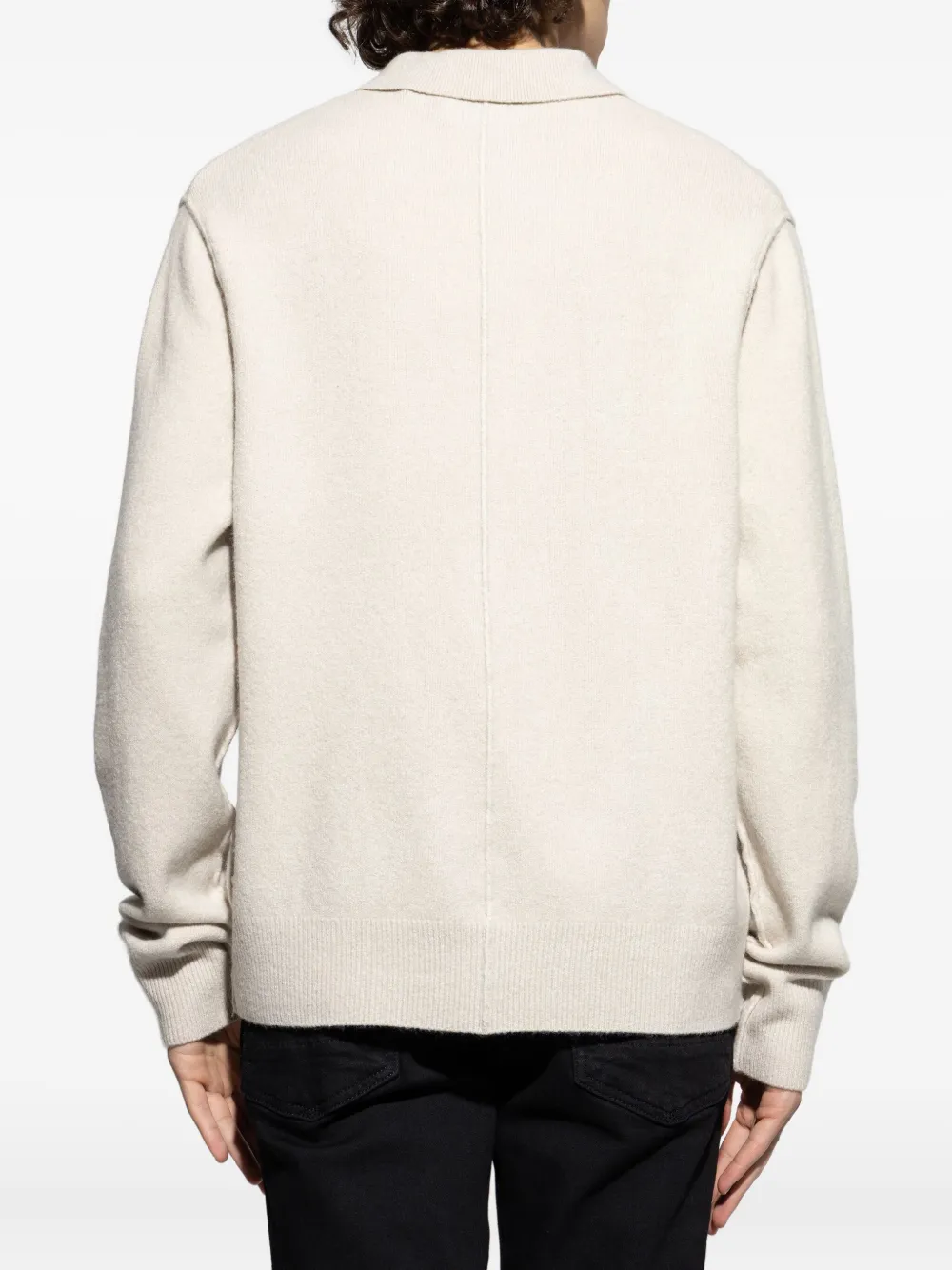 AllSaints embroidered polo shirt Beige