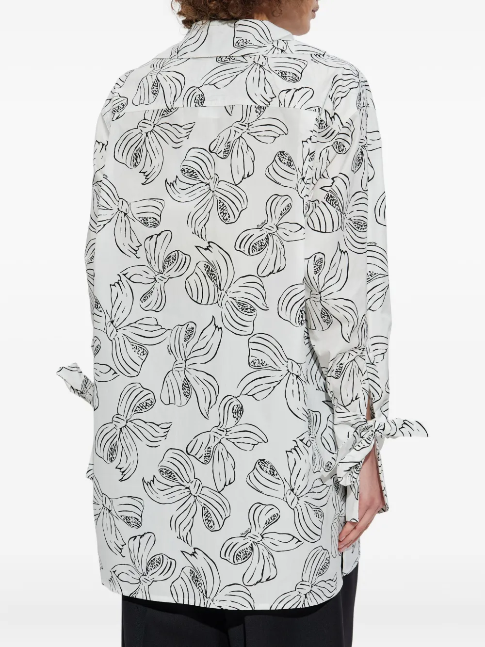 Max Mara Blouse met strikprint en gestrikte manchetten Wit